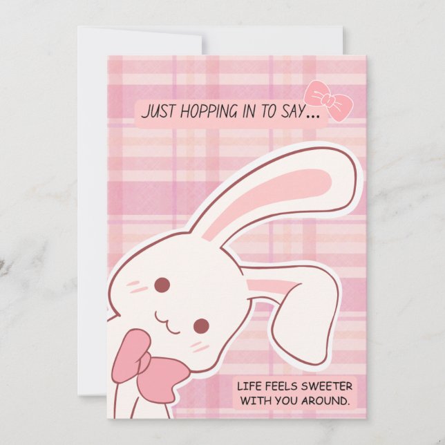 Cute Bunny Pink Greeting Julkort (Framsida)