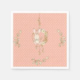 Cute Bunny Polka Dot Blommigt Baby Shower Pappersservett