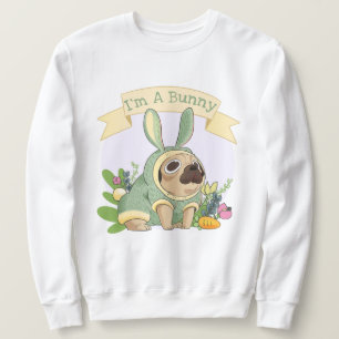 Cute Bunny Pug Lång Ärmad Tröja