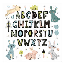 Cute Bunny Rabbit ABC Alphabet Brev Education