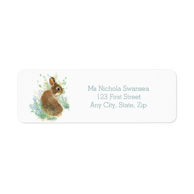 Cute Bunny Rabbit Animal Address label Returadress Etikett (Framsidan)