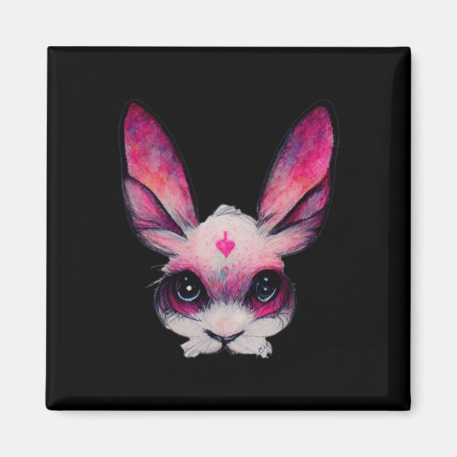 Cute Bunny Rabbit Animal with Färg - A Girls Hal Magnet (Framsidan)