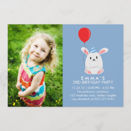 Cute Bunny Rabbit Anpassningsbar Photo Födelsedags Inbjudningar