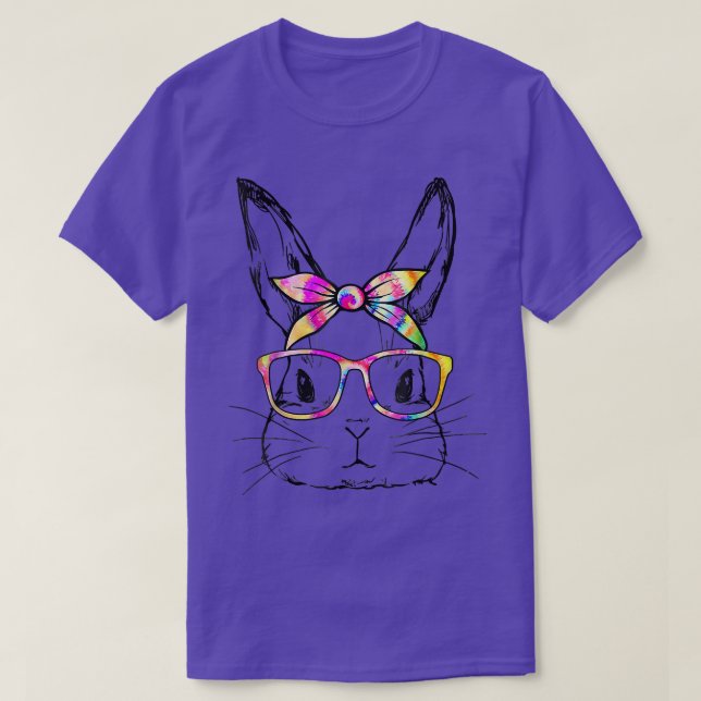 Cute Bunny Rabbit Ansikte Bandana Tie Dye Glass Ea T Shirt (Design framsida)