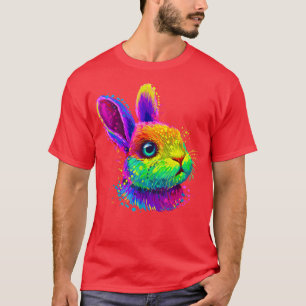Cute Bunny Rabbit Ansikte Colorful Påsk Day Girls T Shirt