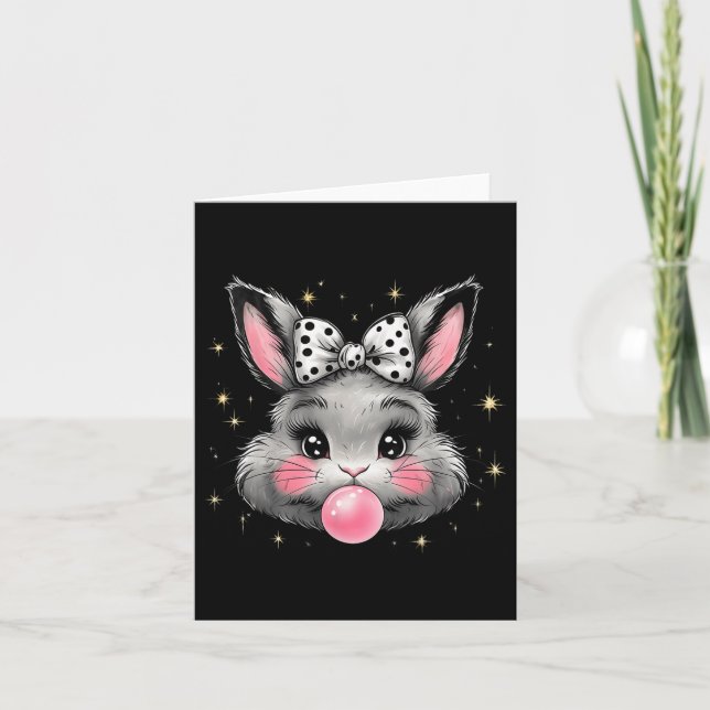 Cute Bunny Rabbit Ansikte Coquette Bow Påsk Day Gi Kort (Framsida)