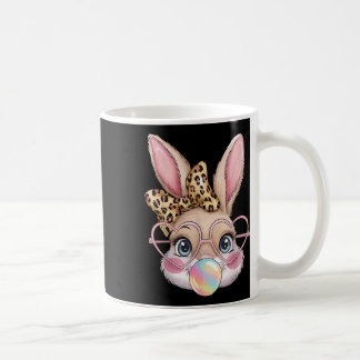 Cute Bunny Rabbit Ansikte Leopard Bow Girls Lyckli Kaffemugg