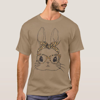 Cute Bunny Rabbit Ansikte Leopard Skriv ut glasavf T Shirt