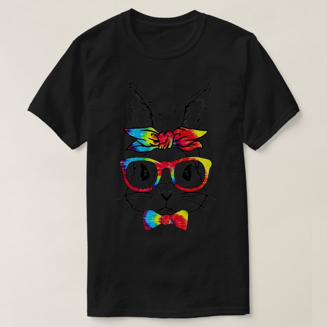 Cute Bunny Rabbit Ansikte Tie Dye Glasses Girl Lyc T Shirt (Design framsida)