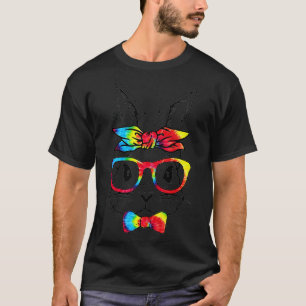Cute Bunny Rabbit Ansikte Tie Dye Glasses Girl Lyc T Shirt