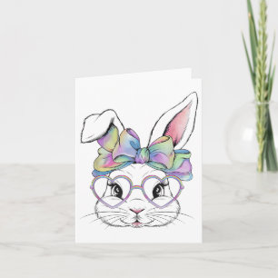 Cute Bunny Rabbit Ansikte Tie Dye Gles Girl Lyckli Kort