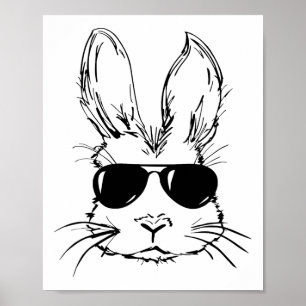 Cute Bunny Rabbit Ansikte Tie Dye Gles Girl Lyckli Poster