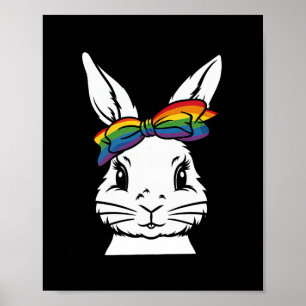 Cute Bunny Rabbit Ansikte Tie Dye Gles Girl Lyckli Poster