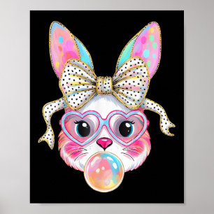 Cute Bunny Rabbit Ansikte Tie Dye Gles Girl Lyckli Poster