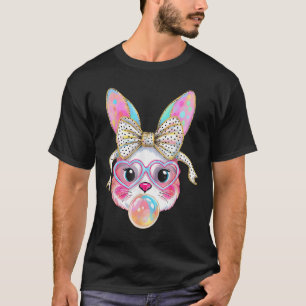 Cute Bunny Rabbit Ansikte Tie Dye Gles Girl Lyckli T Shirt