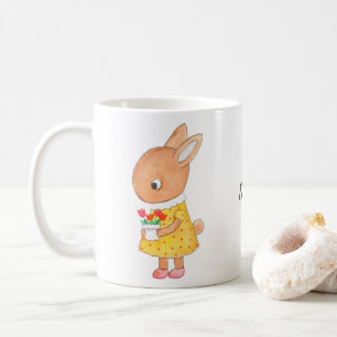 Cute Bunny Rabbit Art Personlig med Namn Kaffemugg
