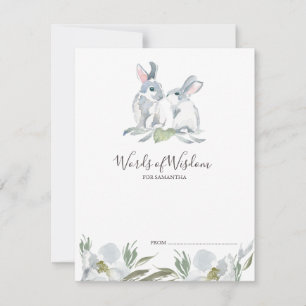 Cute Bunny Rabbit Baby Shower Advice-kort