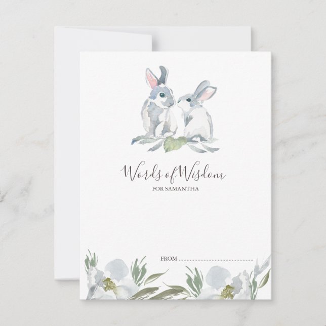 Cute Bunny Rabbit Baby Shower Advice-kort (Framsida)