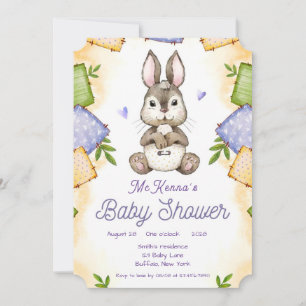 Cute Bunny Rabbit Baby Shower Inbjudningar