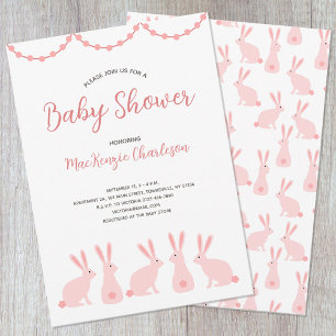 Cute Bunny Rabbit Baby Shower Inbjudningar