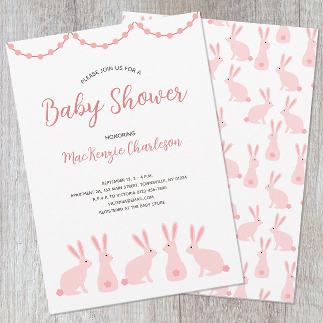 Cute Bunny Rabbit Baby Shower Inbjudningar (Skapare uppladdad)
