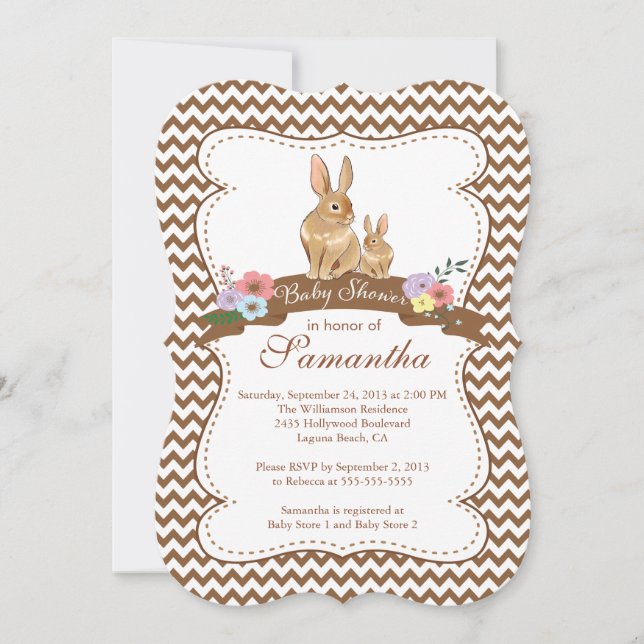 Cute Bunny Rabbit Baby Shower-inbjudningar Inbjudningar (Framsida)
