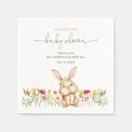 Cute Bunny Rabbit Baby Shower Napkins Pappersservett