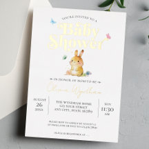 Cute Bunny Rabbit Baby Shower Neutralt