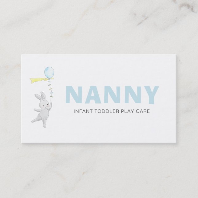 *~* Cute Bunny Rabbit Balloon Nanny Visitkort (Framsida)