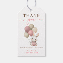 Cute Bunny Rabbit Balloons | Rosa Girl Baby Shower Presentetikett