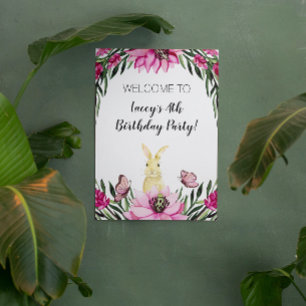 Cute Bunny Rabbit Birthday Party Sign Poster