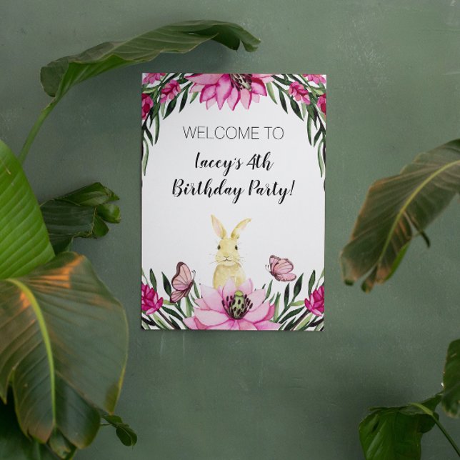 Cute Bunny Rabbit Birthday Party Sign Poster (Skapare uppladdad)
