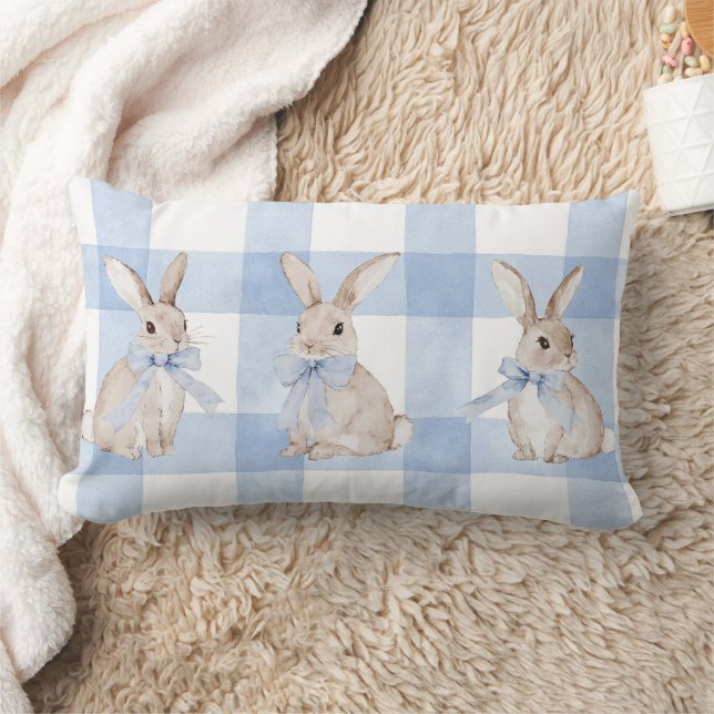 Cute Bunny Rabbit Blue Play Dekorativ kudde (Filt)