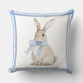 Cute Bunny Rabbit Blue Vintage Kudde