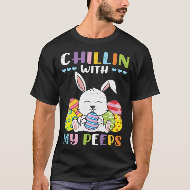Cute Bunny Rabbit Chilling People Happy Easter Sea T Shirt (Framsida)