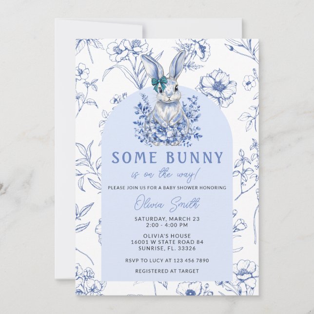 Cute Bunny Rabbit Chinoiserie Baby Shower Inbjudningar (Framsida)
