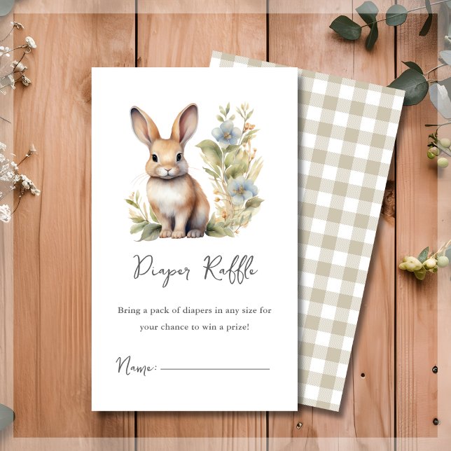 Cute Bunny Rabbit Diaper Raffle Baby Shower Tilläggskort (Skapare uppladdad)