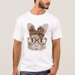 Cute Bunny Rabbit Face Leopard Coquette Bow Glasse T Shirt<br><div class="desc">Cute Bunny Rabbit Face Leopard Coquette Bow Glasses Easter T-Shirt</div>