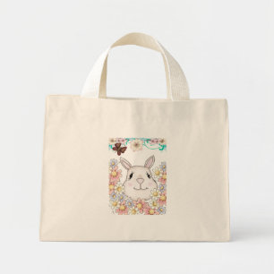 Cute Bunny Rabbit Flowers & Butterflies Mini Tygkasse