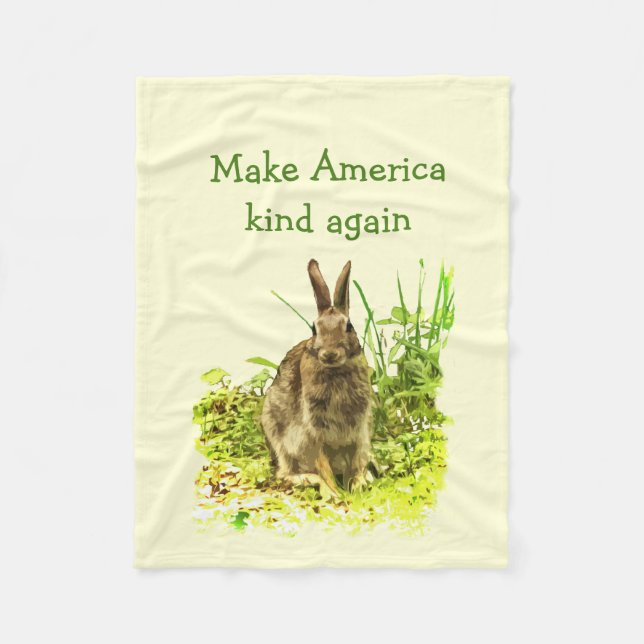 Cute Bunny Rabbit gör Amerika till Blanket igen Fleecefilt (Framsidan)