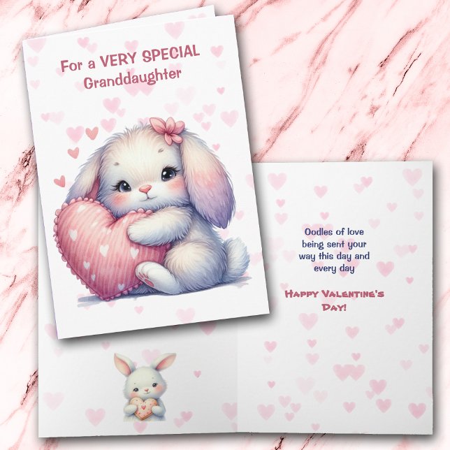Cute Bunny Rabbit Granddaughter Valentine Card Helgkort (Skapare uppladdad)