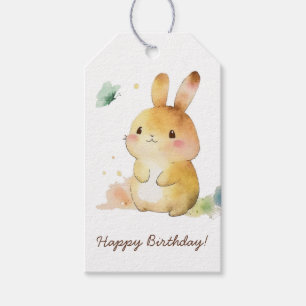 Cute Bunny Rabbit Grattis på födelsedagen Personli Presentetikett