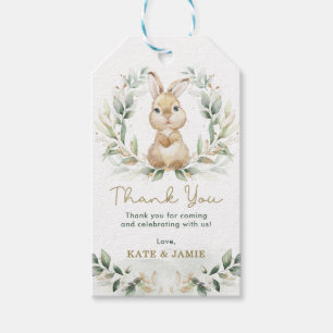 Cute Bunny Rabbit Greenery Guld Eucalyptus Utandni Presentetikett