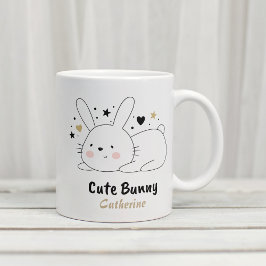 Cute Bunny Rabbit Hearts Personlig Namn Kaffemugg