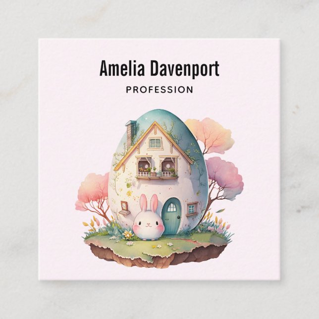 Cute Bunny Rabbit Japanska Kawaii Stil Fyrkantigt Visitkort (Framsida)