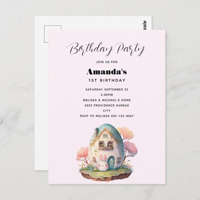 Cute Bunny Rabbit Japanska Kawaii Stil Vykort (Fram/baksida)