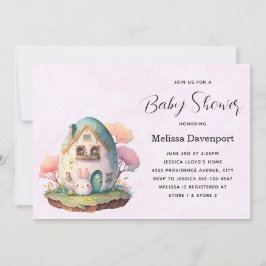 Cute Bunny Rabbit Kawaii Stil Baby Shower Inbjudningar