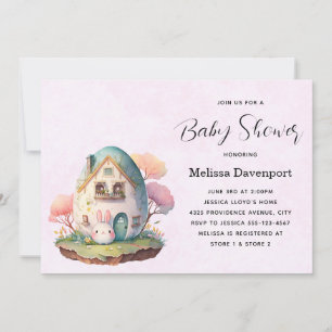 Cute Bunny Rabbit Kawaii Stil Baby Shower Inbjudningar