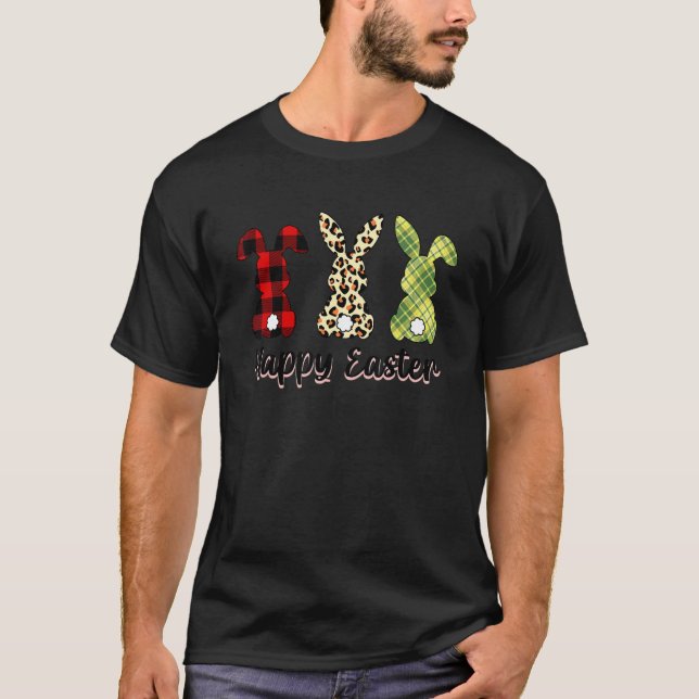 Cute Bunny Rabbit Leopard Rainbow Girl Lycklig Eas T Shirt (Framsida)