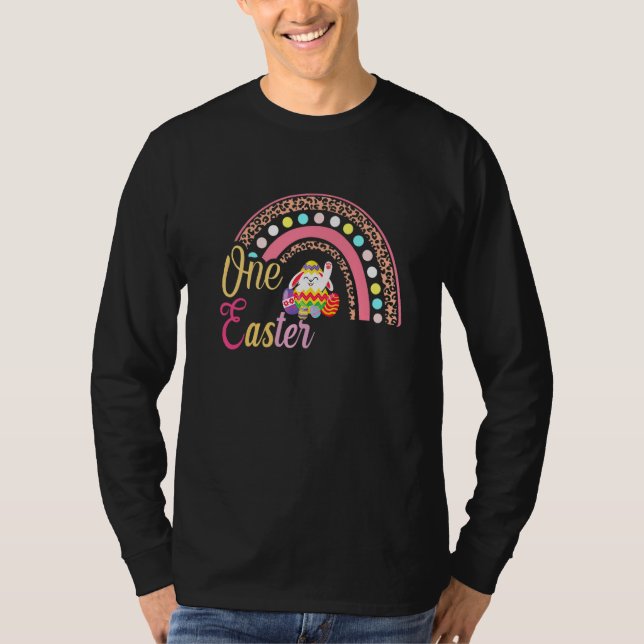 Cute Bunny Rabbit Leopard Rainbow Girl Lycklig Eas T Shirt (Framsida)